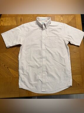 L.L. Bean Wrinkle Resist. Striped Short Sleeve Button Up Shirt Mens Size 16 Tall